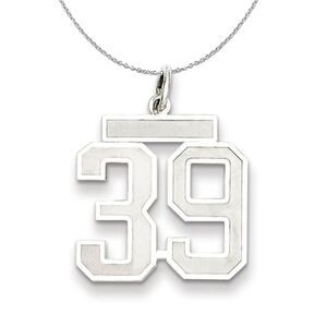 Sterling Silver, Jersey Collection, Medium Number 39 Necklace - 24 In